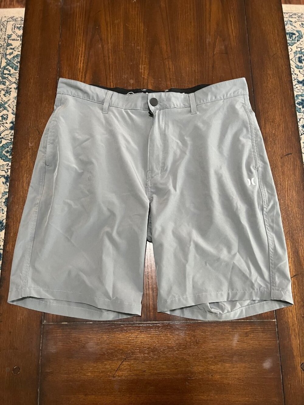 Hurley Grey Shorts Lightweight Pockets Skater Flat Front Casual Boardshorts 36 9